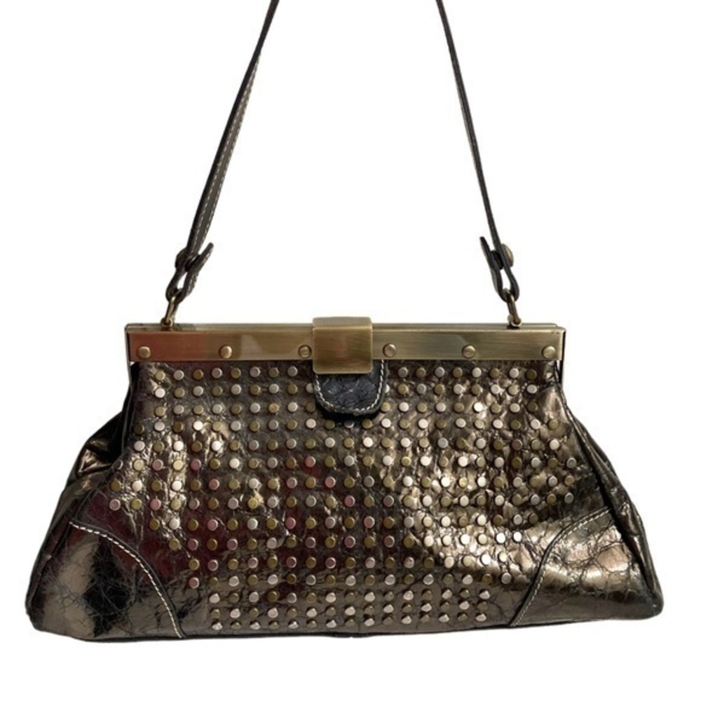Patricia Nash ferrera frame satchel metallic studded RARE